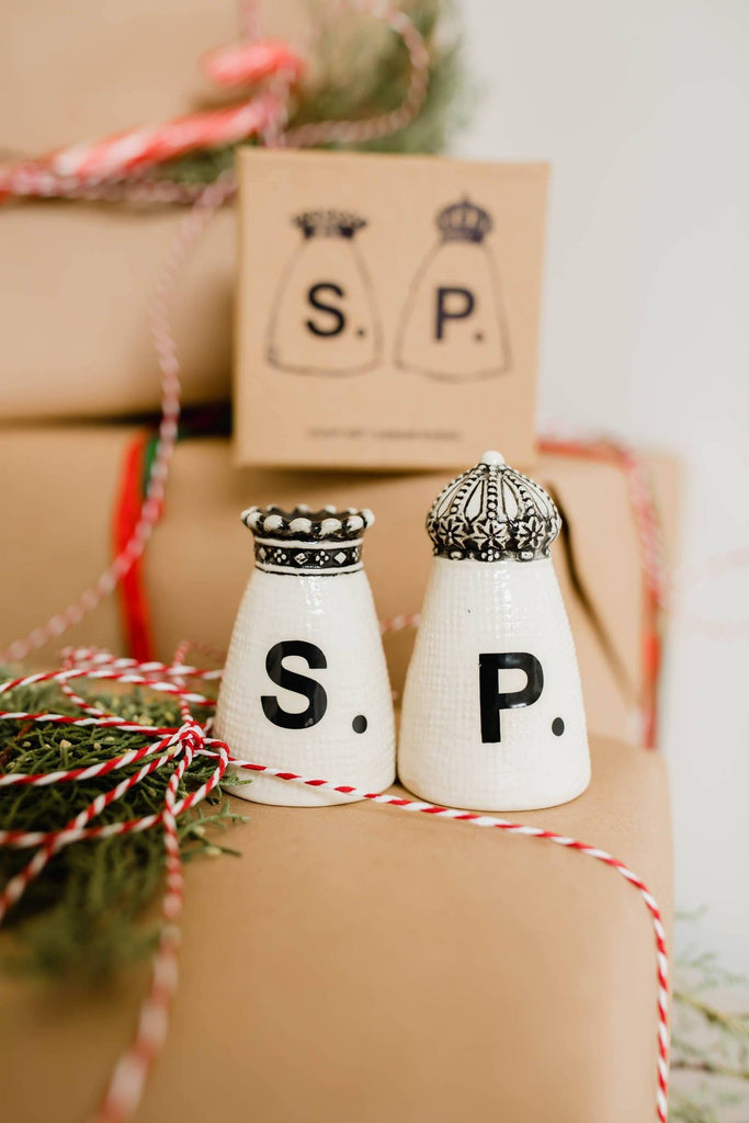 SOLD OUT: Crown Salt + Pepper Shakers with Gift Box by Rae Dunn x Magenta