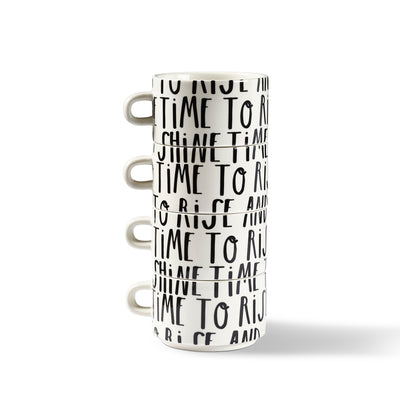 Stem Print Stacking Mugs, Set of 4