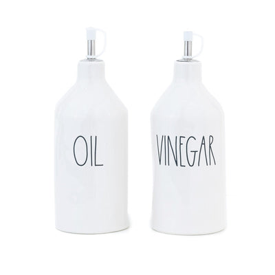 Rae Dunn Artisan Oil + Vinegar Cruets, Set of 2