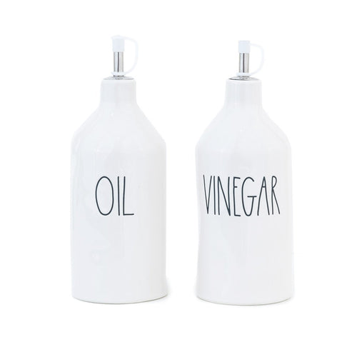 Rae Dunn Artisan Oil + Vinegar Cruets, Set of 2