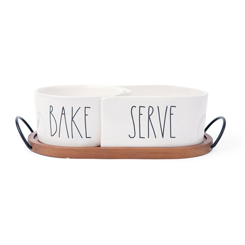 Rae Dunn Artisan Bakeware + Serving Dish Set, With Tray