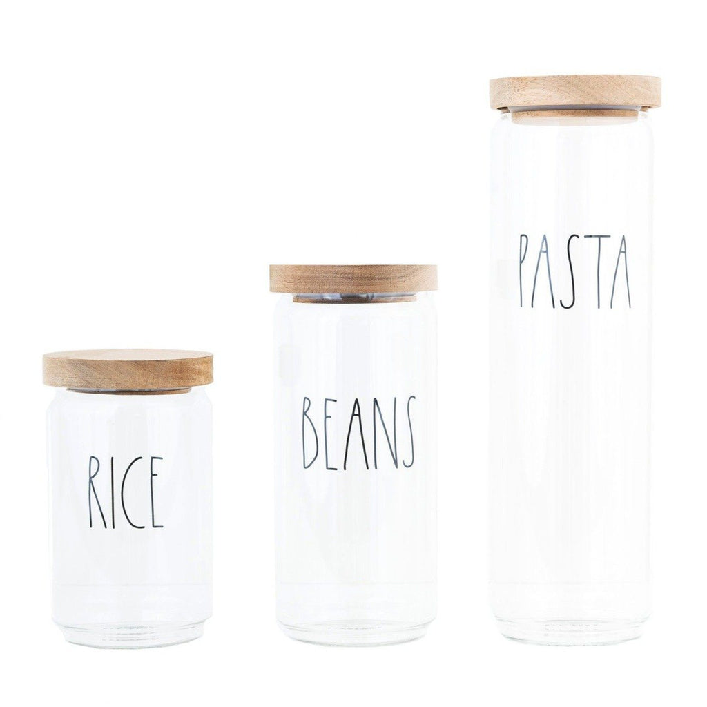 Glass Jar Borosilicate Storage Container With Bamboo Lid Food Rice Pasta  Jars